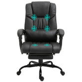 Vinsetto High Back Massage Office Chair with 6 Vibration Points, PU Leather Reclining Computer Chair, Ergonomic Office Chair with Footrest Adjustable Height and Remote, Black