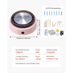 Mini Pottery Wheel Electric Clay Wheel for Kids 6 inch Turntable Pink