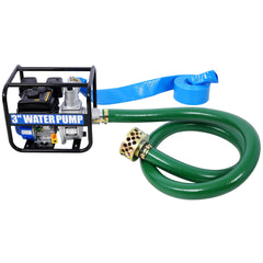 Semi Trash Pump 3 inch, 209cc 7HP 4 stroke OHV ENGINE, Gas Powered Semi Trash Water Pump 50 ft Discharge Hose, 12 ft Suction Hose with Complete Fittings,EPA compliant