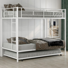 Twin over Twin Bunk Bed with Trundle, White