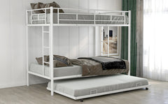 Twin over Twin Bunk Bed with Trundle, White