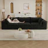 118.2" Cloud Sofa,Corduroy Fabric,Deep Seat Couches,Double-layer design,Removable Cushion,No Assembly, DIY Combination for Living room, Bedroom,Conference room ,Apartment,Black