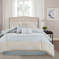 7 Piece Comforter Set Aqua Cal King