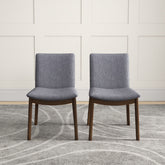 Top Quality Laura Mid-Century Modern Solid Wood Dining Chair (Set of 2) with Fabric Upholstery in Grey for Home Kitchen