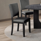 Dark Gray Finish Transitional Style 4pc Side Chair Upholstered Fabric Dining Room
