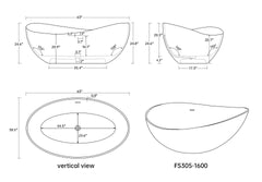 63" Premium Solid Surface Deep Soaking Bathtub