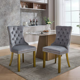 A&A Furniture, Nikki Collection Modern, High-end Tufted Solid Wood Contemporary Velvet Upholstered Dining Chair with golden Wood Legs Nailhead Trim 2-Pcs Set, Milky White,SW1401LG