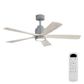 52 Inch Ceiling Fan with Light, 6-Speed Quiet Remote Control, Dimmable LED, for Living Room, Bedroom and other Indoor