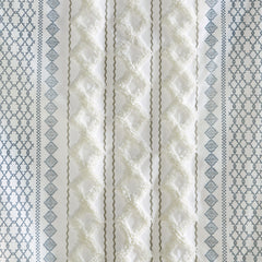 Cotton Printed Curtain Panel with Chenille Stripe and Lining 50x108"