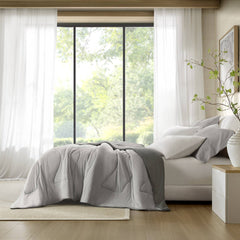 1-Piece Full/Queen Reversible Tencel Comforter Blanket,Gray