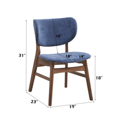 Bevis Blue Fabric & Walnut Finish Side Chair (Set of 2)