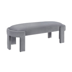 Stylish Upholstered Bench Gray Velvet Fabric Foam Cushioned Seat Luxurious Comfort Home Furniture 1pc Durable Plywood Frame Entryway Bench