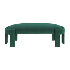 Stylish Upholstered Bench Green Velvet Fabric Foam Cushioned Seat Luxurious Comfort Home Furniture 1pc Durable Plywood Frame Entryway Bench