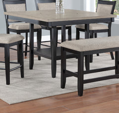 1pc Contemporary Transitional Counter Height Dining Table with 20-Inch Lazy Susan Light Gray Tow-Tone Finish Wooden Wood Veneers Solid Wood Dining Room Furniture