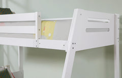 Transitional Bunk Bed White Finishing And Underbed Drawers Angled Ladder