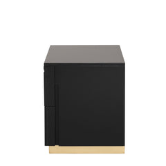 Contemporary Style 1pc Nightstand Gold Paint Pattern French And English Dovetail Drawers Black And Gold Finish Bedroom Furniture