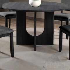 Classic Round Dining Table 1pc Dining Room Furniture Dark Gray U-shaped Pedestal Base Table