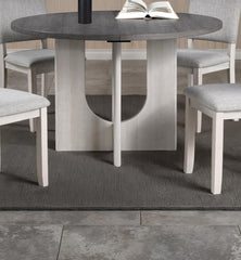 Classic Round Dining Table 1pc Dining Room Furniture Gray Two-Tone Finish U-shaped Pedestal Base Table