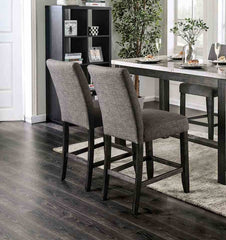 Gray Finish Rustic Style 2pc Counter Height Chair Padded Fabric Seat And Backrest Dining Room