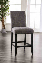 Gray Finish Rustic Style 2pc Counter Height Chair Padded Fabric Seat And Backrest Dining Room