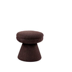 Brown Finish 1pc Round Top Accent Stool Teddy Fabric Pedestal Base Mushroom Shape Design Contemporary Primary Living Room