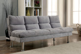 Contemporary Style Futon Sofa Chrome Finish Legs Convert Into Bed With Extra Support Legs Primary Living Gray Finish