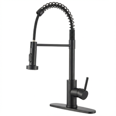 Kitchen Faucet with Pull Down Sprayer Industrial 1 Handle 1 Hole Or 3 Hole Faucet for Farmhouse Camper Laundry Utility Rv Wet Bar Sinks, Stainless Steel, Matte Black