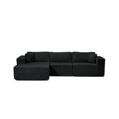 Modular Sectional Sofa, Cloud Sectional Couch with Deep Seat, Modern Modular L-Shape Sofa with Chaise,Upholstered Boneless Couches for Living Room (Corduroy, BLACK)
