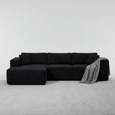 Modular Sectional Sofa, Cloud Sectional Couch with Deep Seat, Modern Modular L-Shape Sofa with Chaise,Upholstered Boneless Couches for Living Room (Corduroy, BLACK)