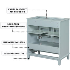 30" Bathroom Vanity without Sink, Base Only, Multi-functional Bathroom Cabinet with Doors and Drawer, Solid Frame and MDF Board, Green