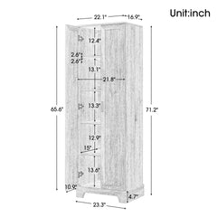 Storage Cabinet with Two Doors for Bathroom, Office, Adjustable Shelf, MDF Board, White