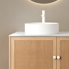 MUNIN 16'' Bathroom Sink, Round Vessel Ceramic Basin without Faucet, NO Cabinet, White