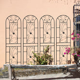 4 Pack Metal Garden Trellis 86.7" x 19.7" Rustproof Trellis for Climbing Plants Outdoor Flower Support Peacock Style Black
