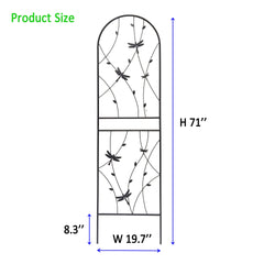 2 Pack Metal Garden Trellis 71" x 19.7" Rustproof Trellis for Climbing Plants Outdoor Flower Support Dragonfly Deco Black