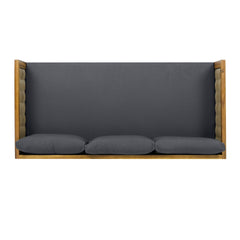 CLAREMONT 3 SEATER DAYBED WITH RATTAN ARMS (DARK GREY CUSHION)
