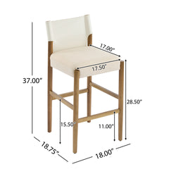 28.5'', Modern Solid Wood Bar Stool with Polyester Cushion - Minimalist Kitchen Island Stool for Breakfast Nook & Home Bar (Neutral Tone Design), Set of 2
