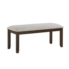Dark Cherry Finish Wooden Frame 1pc Bench Chenille Upholstery Dining Furniture Kitchen Breakfast