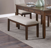 Dark Cherry Finish Wooden Frame 1pc Bench Chenille Upholstery Dining Furniture Kitchen Breakfast