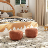 Fuji 15" Mushroom Footstool Ottoman, Spice Orange Fleeced Teddy
