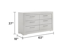 Blanca Modern Style 6- Drawer Dresser Made with Wood in White