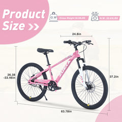 ZUKKA Mountain Bike,24 Inch MTB for Boys and Girls Age 9-12 Years,Multiple Colors
