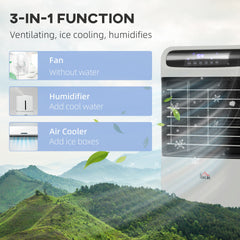 HOMCOM 32" Evaporative Air Cooler with 3.2 Gal Water Tank, 60° Oscillating, 3-In-1 Ice Cooling Fan, Portable Swamp Cooler with Humidifier for Home Office, 3 Modes, 3 Speeds, 12H Timer, Remote, Gray