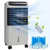 HOMCOM 32" Evaporative Air Cooler with 3.2 Gal Water Tank, 60° Oscillating, 3-In-1 Ice Cooling Fan, Portable Swamp Cooler with Humidifier for Home Office, 3 Modes, 3 Speeds, 12H Timer, Remote, Gray