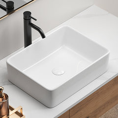 Vessel Sink Rectangle 19 Inch Bathroom Sink,Rectangular Modern Above Counter Bathroom Sinks White 19x15 Inch Porcelain Ceramic Vessel Vanity Sink Art Basin