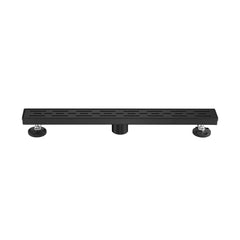 24 Inch Linear Shower Drain with Removable Brick Patterned Grate Cover, 304 Stainless Steel Shower Floor Drain with Hair Strainer and Leveling Feet