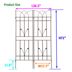 4 Pack Metal Garden Trellis 71" x 17.7" Rustproof Trellis for Climbing Plants Outdoor Flower Support Brown
