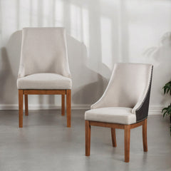 Gilsea Fabric, Brown Synthetic Leather & Brown Finish Side Chair ( Set of 2)