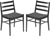 Dining Chairs Set of 2, Woven Rope Seat with Sturdy Metal Frame, Mid Century Modern Dining Room Chairs for Kitchen, Living Room, Restaurant