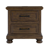Brown 2-Drawer Nightstand with USB