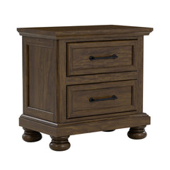 Brown 2-Drawer Nightstand with USB
